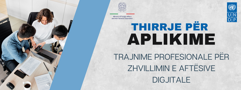 THIRRJE PËR APLIKIME - Trajnime profesionale për zhvillimin e aftësive digjitale